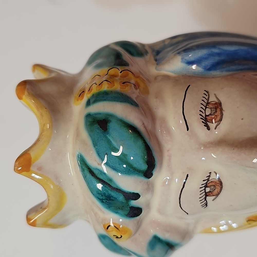 Caltagirone Sicily Italy Queen Moor's Head Small Vase, Signed F. Pistone - Picture 8 of 16